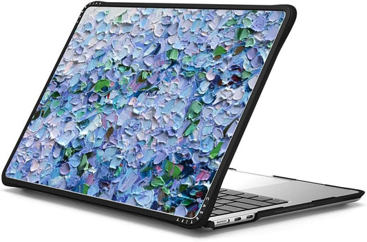 CASETiFY Impact MacBook Air 13.6" (M2-M4) Case [Cushioned Impact Corners/Scratch-Resistant/Anti-Slip Grip] - Nantucket Blue Hydrangeas - Clear Black