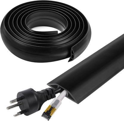 10 FT Floor Cord Cover, Cord Covers for Wires on Floor, Cord Protector, Floor Cable Cover, Hide Extension Cord Covers for Floor, Cable Cavity: 0.47" (W) x 0.29" (H), Black
