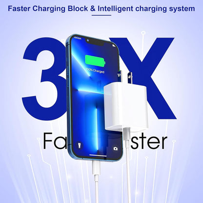 [Apple MFi Certified] Fast iPhone Charger,2Pack 20W USB C Wall Charger Block i Phone Charge Plug + Lightning Quick Charging Cable Cord for Apple iPhone 14/Pro/Pro Max/Plus/13/12/11/XS/XR/X/SE2022/iPad
