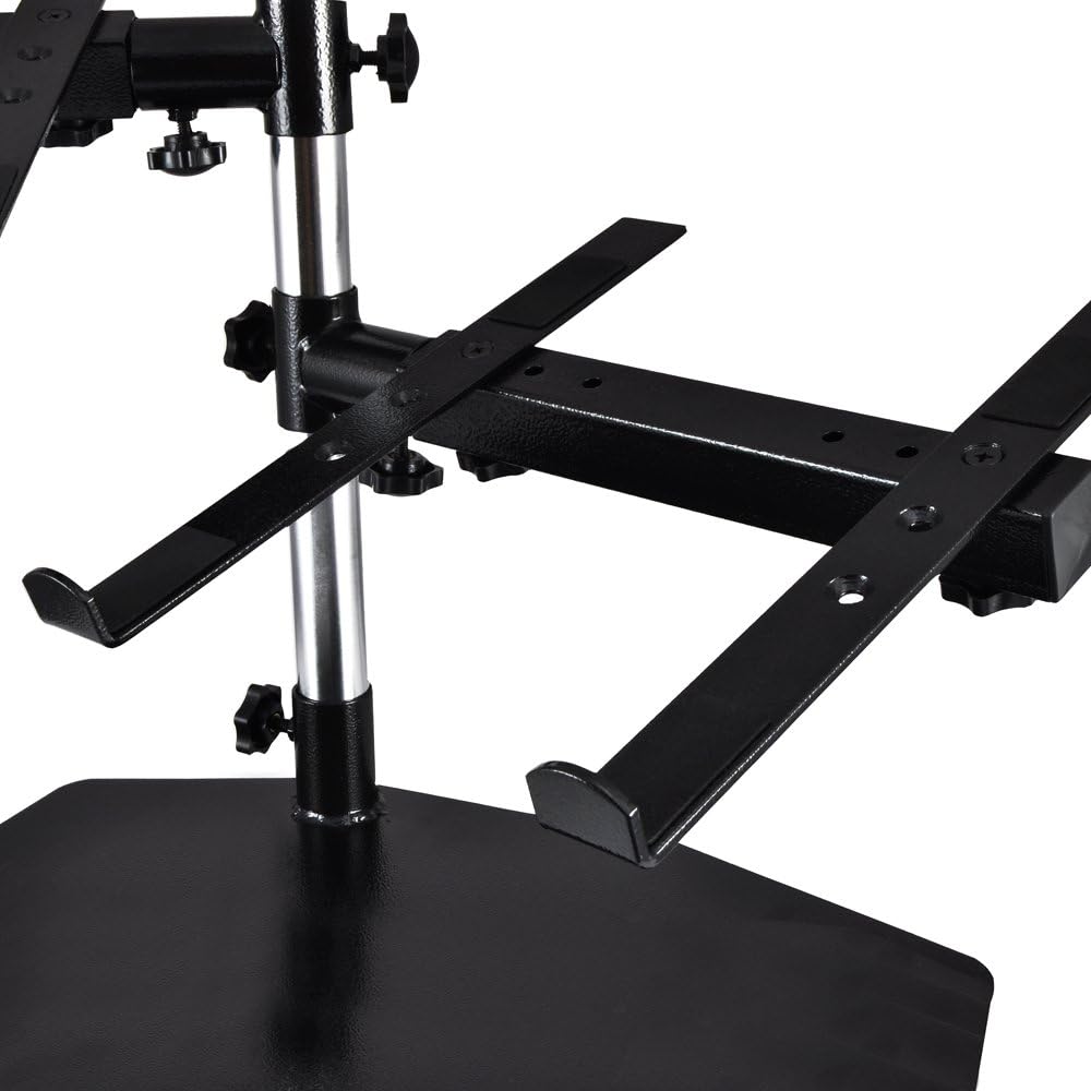 Pyle Portable Dual Laptop Stand – Standing Table Holder with Bracket Arms,Adjustable Height,Ergonomic Design, 360° Swivel for DJ Mixer,Sound Equipment,Workstation,Gaming & Home Use with Tilt Function