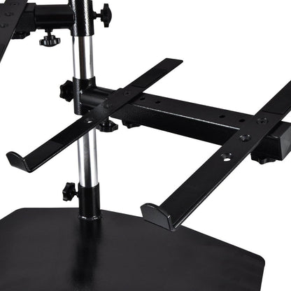 Pyle Portable Dual Laptop Stand – Standing Table Holder with Bracket Arms,Adjustable Height,Ergonomic Design, 360° Swivel for DJ Mixer,Sound Equipment,Workstation,Gaming & Home Use with Tilt Function