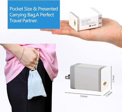 evron Plug-In Air Ionizer for Home & Travel, 20 Million Negative Ions/sec, Compact & Foldable Prongs, No Filter Needed, Quiet Odor Eliminator for Room, Pet, Bathroom, Hotel (Blue light 1 Pack)