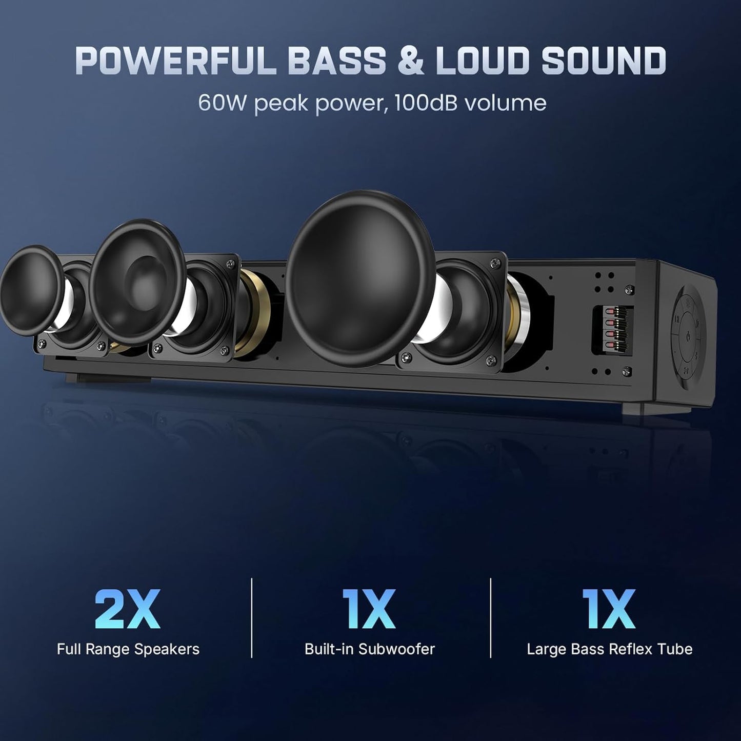 Wohome 2.1 Computer Speakers for Desktop PC, Bluetooth 5.3 PC Sound Bar with 7 RGB Light Modes, DC Powered Laptop Gaming Speakers with 3.5mm AUX-in/USB Connected for Projector, Tablet