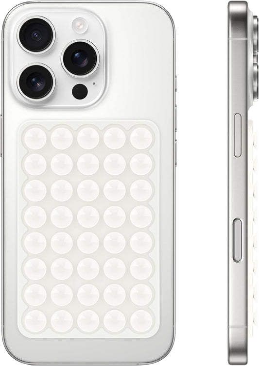 Silicone Suction Phone Case Mount, Non Slip Suction Cup Phone Mount, Phone Accessories Holder for Selfies and Videos, Silicon Adhesive Phone Stand Sticky for Cell Phone White