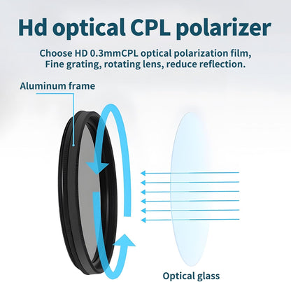 52mm Clip-on CPL Phone Camera Lens Filter, Polarized Camera Lens CPL Filter for iPhone 16 15 Pro Max Plus 14 13 Pro Max Mini 12 11 X XS Galaxy