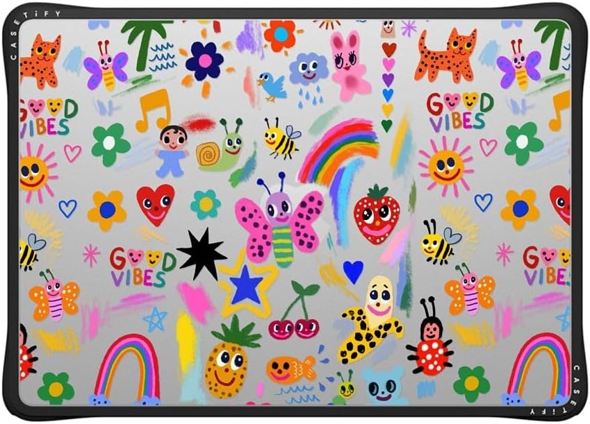 CASETiFY Impact MacBook Air 13.6" (M2-M4) Case [Cushioned Impact Corners/Scratch-Resistant/Anti-Slip Grip] - Good Vibes - Clear Black