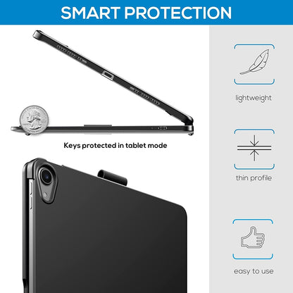 Touchpad Keyboard Case for iPad (A16) 11th Gen 2025/iPad 10th Generation 2022, Backlit Trackpad Keyboard Folio Smart 360° Rotatable Stand Cover with Pencil Holder, Silver