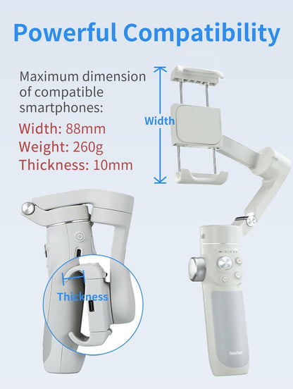 FeiyuTech VB 4SE Gimbal Stabilizer for Smartphone,Foldable Phone Gimbal for Video Recording,Gesture Control,Fit iPhone&Android, iPhone Stabilizer for YouTube,TikTok,Vlog,Live Stream,Max 0.69lb
