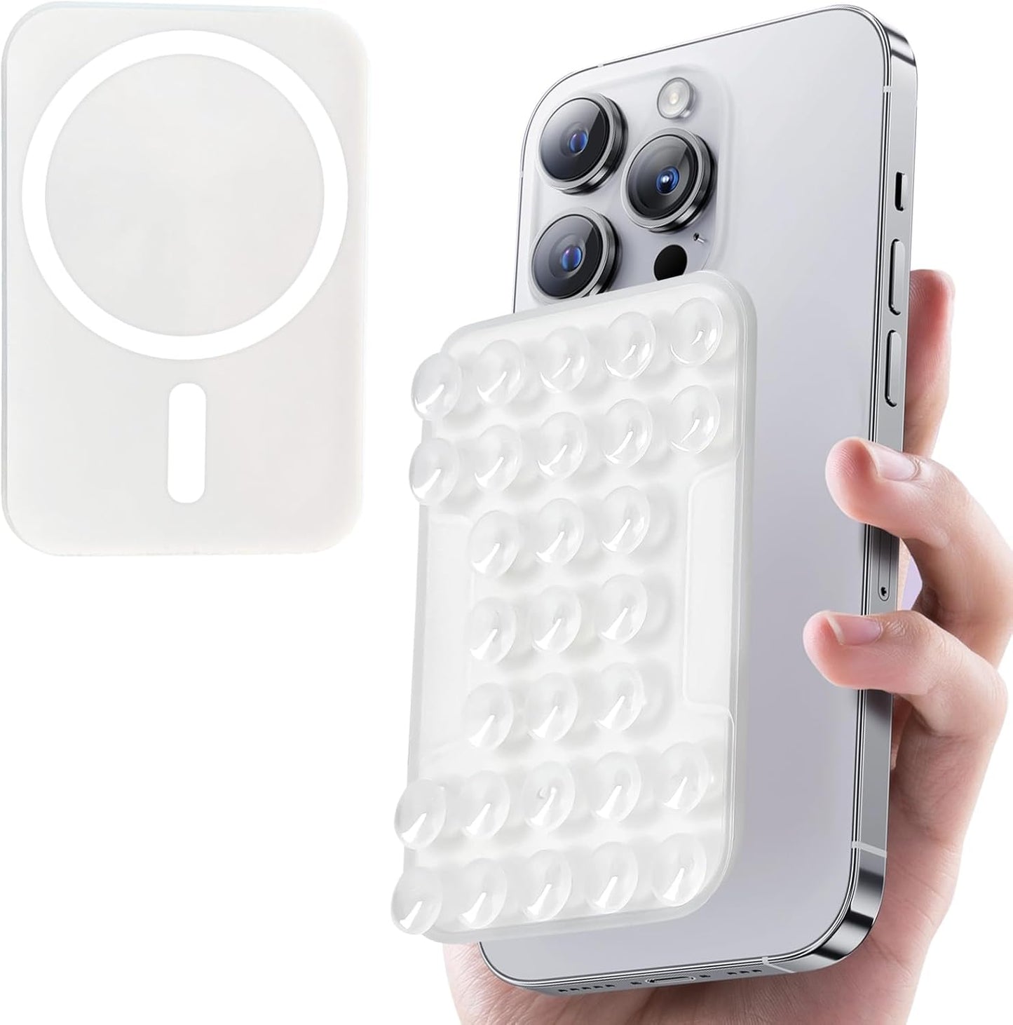for MagSafe Suction Mount - 29 Silicone Suction Cup Phone Mount with Magnetic Phone Grip, for iPhone 12/13/14/15/16 Series, Hands-Free Sticky Grip for TikTok/Instagram, Transparent