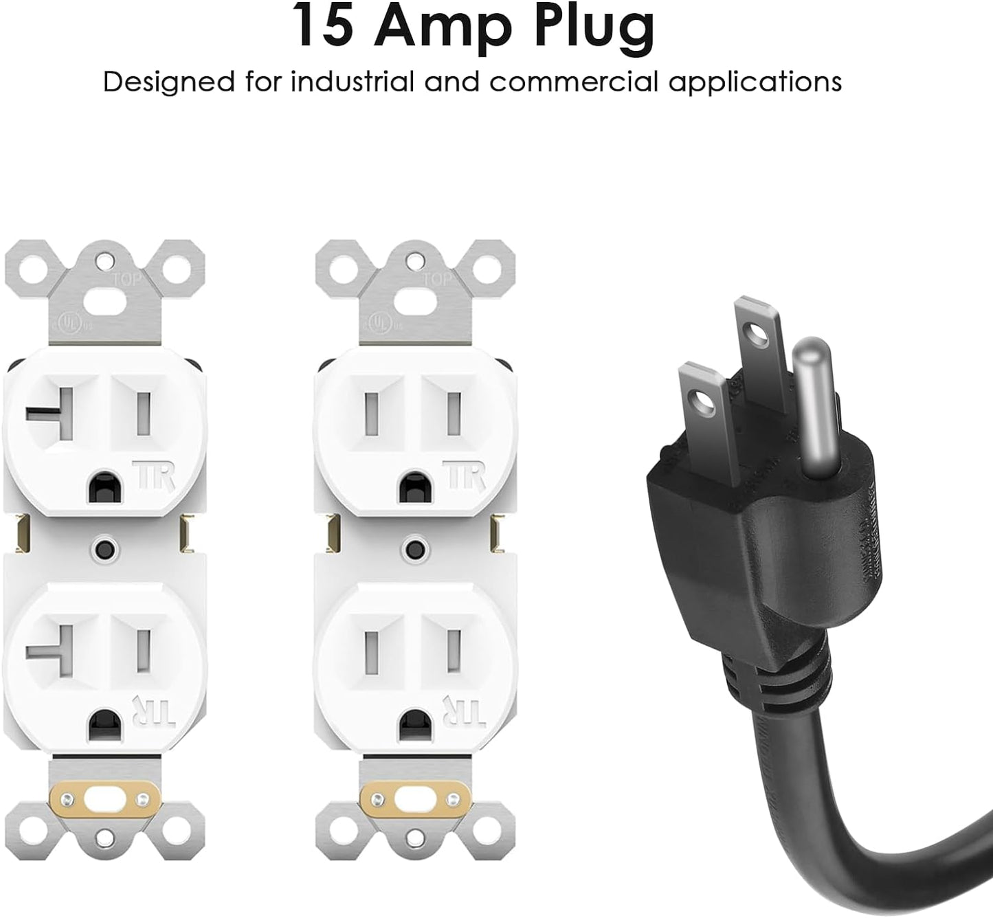 JUNNUJ 20 Amp Power Strip Surge Protector 4800J, Heavy Duty 8 Outlet Metal Multi Angle Mount, 20A Garage Power Strip Shop 6-20R T-Slot, 5-15P Plug 12 Gauge Extension Cord 6ft for Appliance