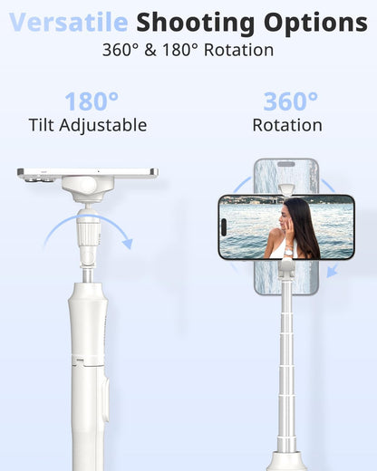 UBeesize 62'' Magnetic Selfie Stick Phone Tripod with Wireless Remote, Extendable Cell Phone Tripod Stand, Compatible with MagSafe, Cellphone Tripod for iPhone 15 14 13 12 and Android Phones White