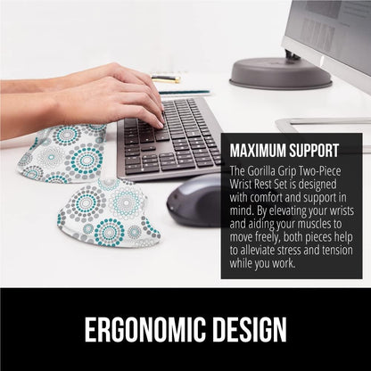 GORILLA GRIP Silky Gel Memory Foam Wrist Rest for Computer Keyboard, Mouse, Ergonomic Design for Typing Pain Relief, Desk Pads Support Hand and Arm, Mousepad Rests, Stain Resistant, 2 Piece Pad Spiral