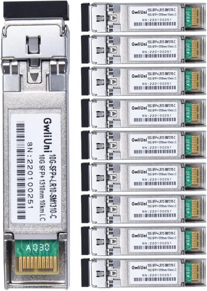 10Pcs Single Mode 10G SFP+ Fiber Module Network Transceiver, LR SM1310nm 10km, Duplex LC for Switch, Router, Firewall, Network Card, Media Converter etc