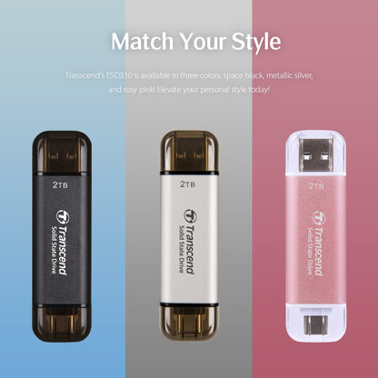 Transcend 512GB USB C External SSD, Up to 1,050MB/s, USB 3.2 Gen 2 Flash Drive, 2-in-1 Memory Stick Type C &Type A, Thumb Drive Photo Stick for Windows, Mac, iPhone, iPad, Android, Tablet&PC, Smart TV