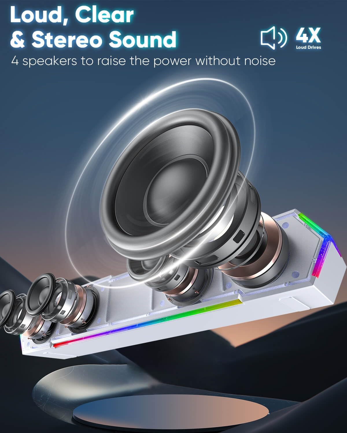 LENRUE G11 Computer Speakers for Desktop, Touch Lights PC Speakers with Surge Clear Sound, USB C/USB Powered for Computer Desktop PC Laptop Monitor (White)