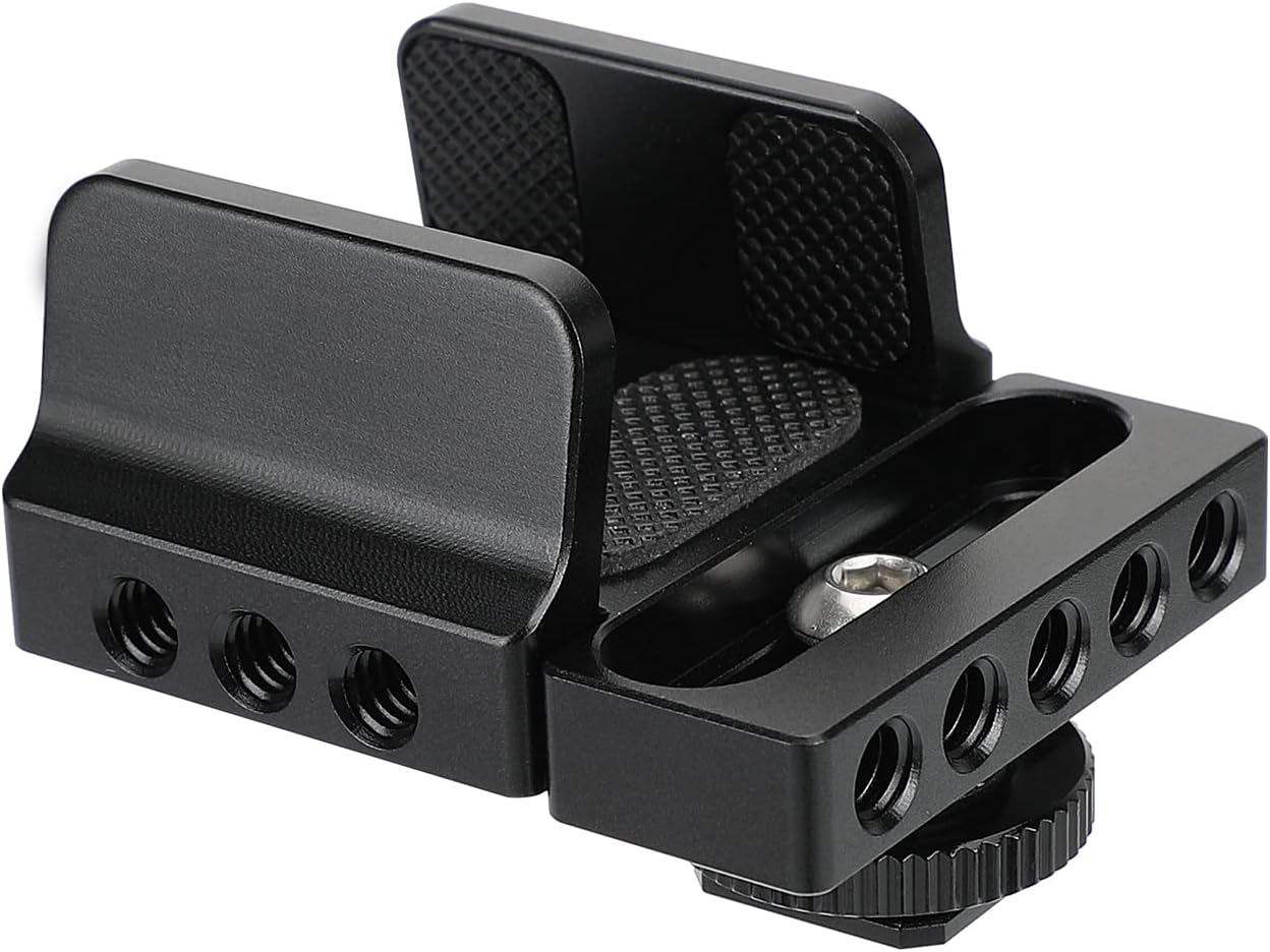 CAMVATE Universal SSD Holder Clamp Adjustable Width (33mm ~ 60mm) with 1/4"-20 Mounting Points & Shoe Mount Connector - 3011