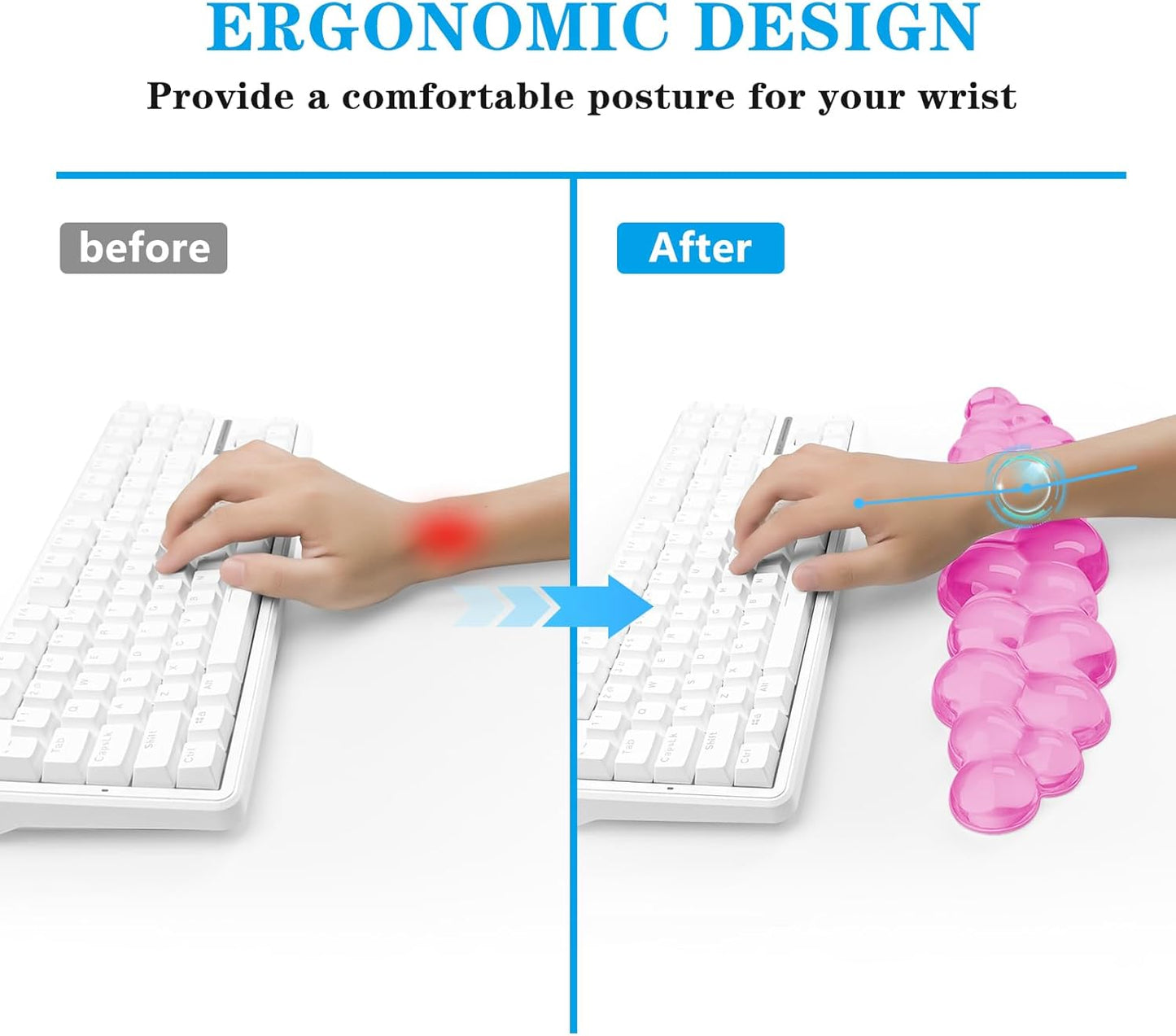 Gel Cloud Keyboard Wrist Rest, Cute Wrist Support and Arm Support Keyboard Rest for Keyboard Typing Pain Relief，Suitable for Office/Computer/Laptop/Gaming（Keyboard Wrist Rest Pink）
