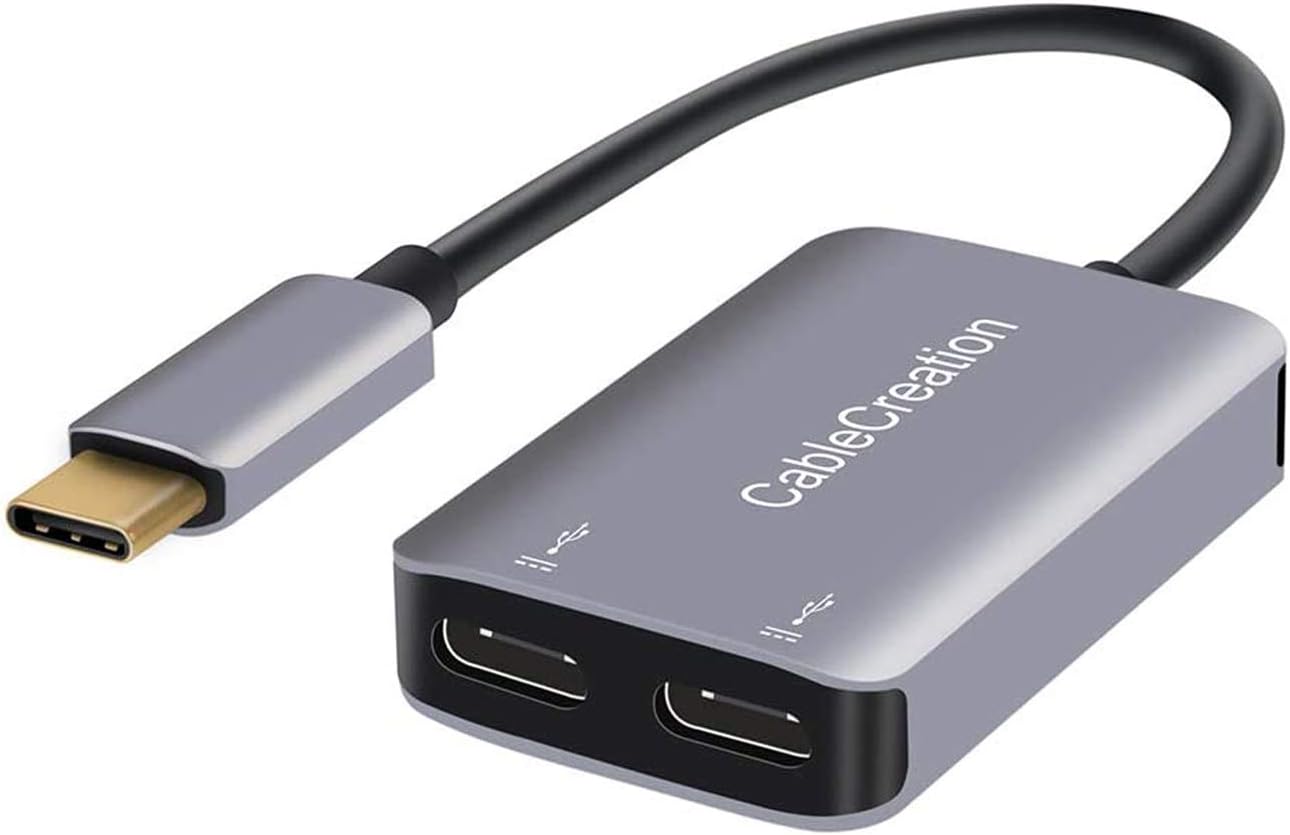 CableCreation USB Type C Splitter, 2-in-1 USB C Audio Adapter and PD Fast Charging, Type C Aux Dongle Compatible with iPad, MacBook, iPhone 16 15 Pro Max Plus, Galaxy S24/S23/S22+, Pixel 9/8/7+, Grey