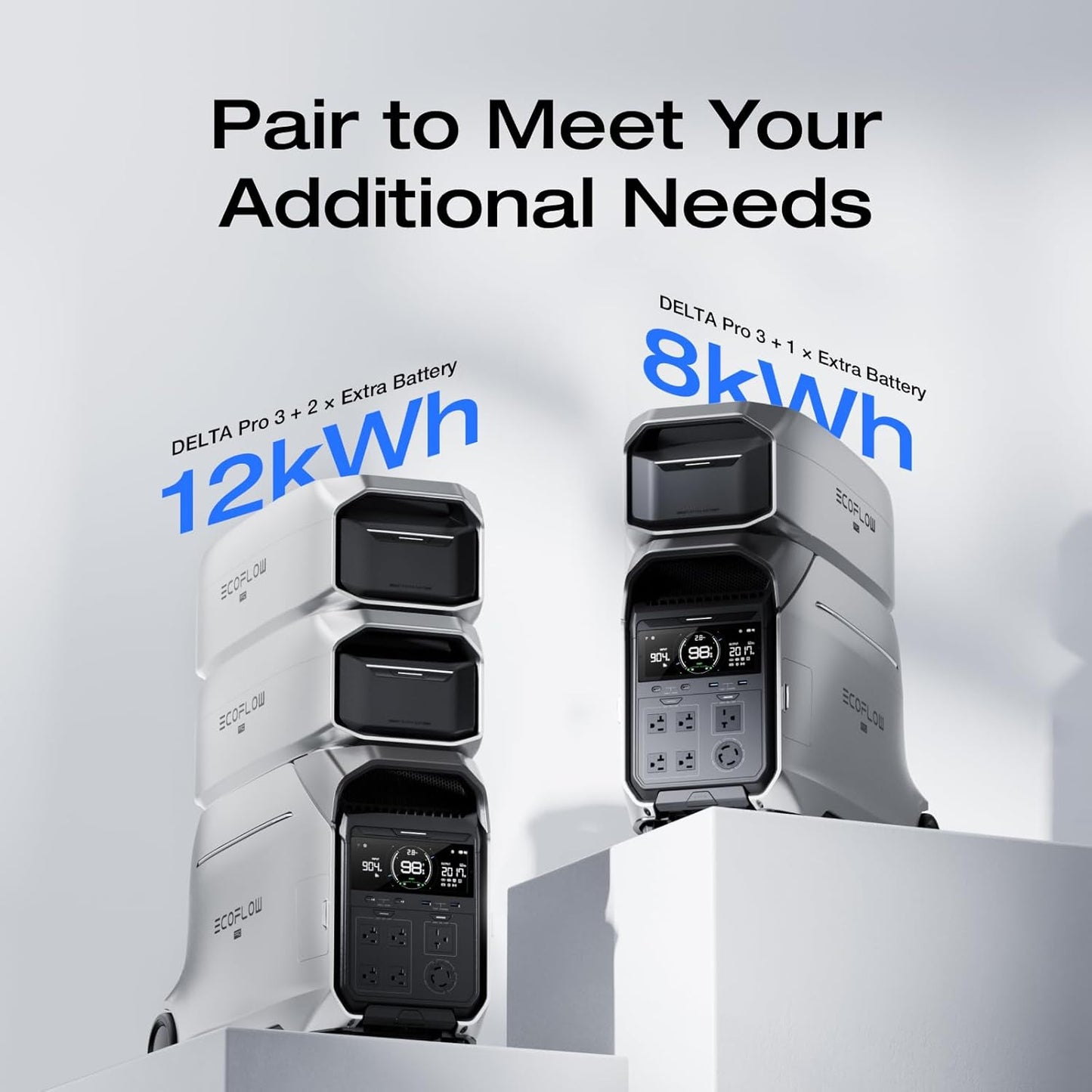 EF ECOFLOW 12kWh Portable Power Station: DELTA Pro 3 with 2 Extra Battery, 120/240V 4000W AC Output, Solar Generator for Home Use, Camping, Emergencies, Power Outages, RVs, and Outdoor Generators