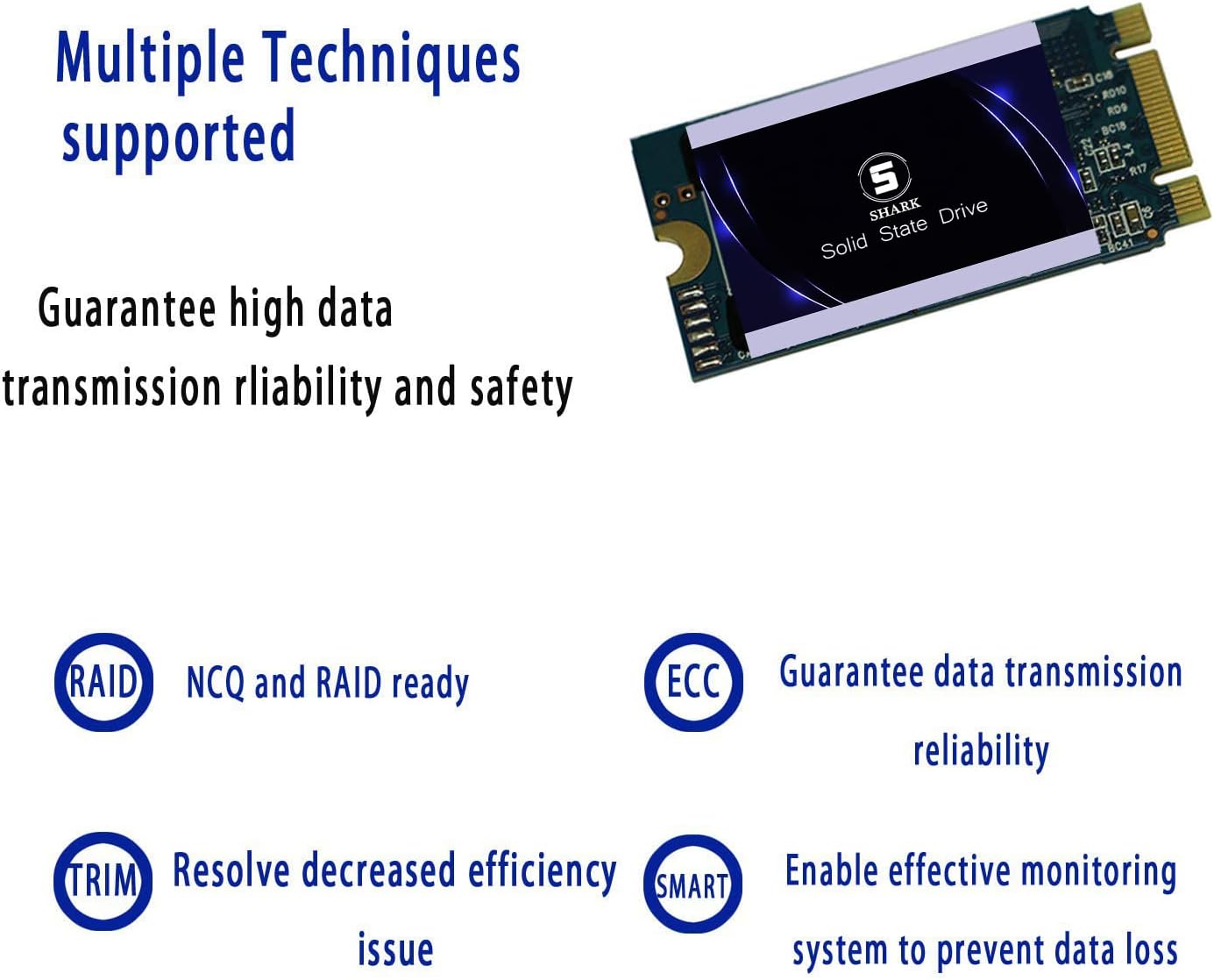 SSD SATA M.2 2242 500GB Shark Speed Ngff Internal Solid State Drive High Performance Hard Drive for Desktop Laptop SATA III 6Gb/s Includes SSD (500GB, M.2 2242)