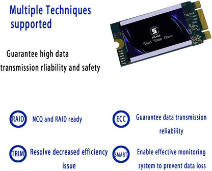 SSD SATA M.2 2242 500GB Shark Speed Ngff Internal Solid State Drive High Performance Hard Drive for Desktop Laptop SATA III 6Gb/s Includes SSD (500GB, M.2 2242)