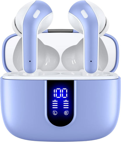 TAGRY Bluetooth Headphones True Wireless Earbuds 60H Playback LED Power Display Earphones with Wireless Charging Case IPX5 Waterproof in-Ear Ear buds with Mic for TV Smart Phone Laptop Computer Sports
