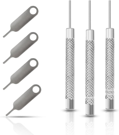 7 Pcs SIM Card Removal Tool - SIM Ejector Tool Tray Eject Pins Compatible with All Smartphone iPhone iPad Samsung HTC, Includig 3 Size Watchchain Link Remover