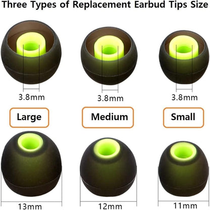Earbud Tips Replacement Earbud Tips Ear Bud Replacement Pieces Silicone Soft and Comfortable Fit for Inner Hole from 3.8mm - 5.1mm Earphones 9 Pairs S/M/L