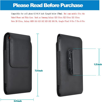 Galaxy S25 Ultra S24 S23 S22 S21 Note 20 Ultra Phone Holster Holder Phone Belt Clip Case PU Leather Pouch for Samsung Galaxy A03S A16 A15 A14 A13 A12 A23 A32 A35 A34 5G, Google Pixel 8 7 6 Pro