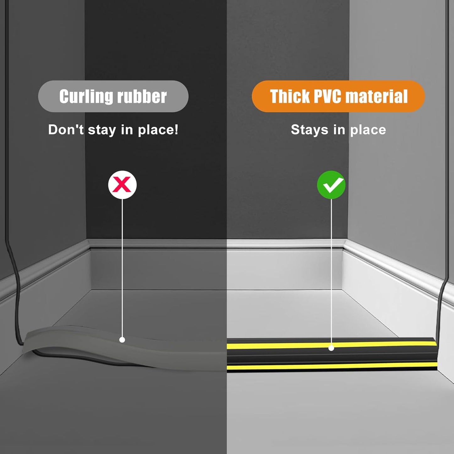 6.5 ft Cord Covers for Wires on Floor, Heavy Duty PVC Duct Floor Cord Cover, Floor Cable Cover Easy to Unroll Prevent Trip Hazard for Home Office or Outdoor Settings