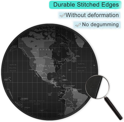 ITNRSIIET Round Mouse Pad with Stitched Edge Premium-Textured Waterproof Non-Slip Rubber Base Desktop Protection Mat Diameter 8.7 inches, Map