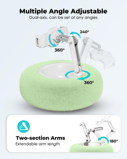 Viozon Tablet Stand Pillow, Compatible with 4.7"-13" Phone/Tablet, iPad, iPhone, Samsung, Google, Kindle, 360°Adjustable Phone Holder for Bed with Soft Plush Fabric, and Detachable Bowl, Green