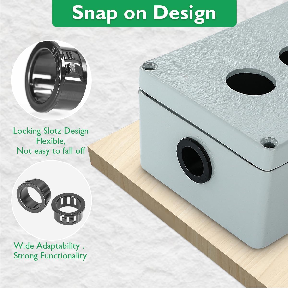 225 Pcs 8 Sizes Cable Snap-in Knockout Insulating Bushing Grommets Assortment Kit, 5/16, 3/8, 1/2, 5/8, 11/16, 3/4, 7/8, 1 Black Nylon Plastic Hole Grommets for Wiring, Cord Hose & Tubing