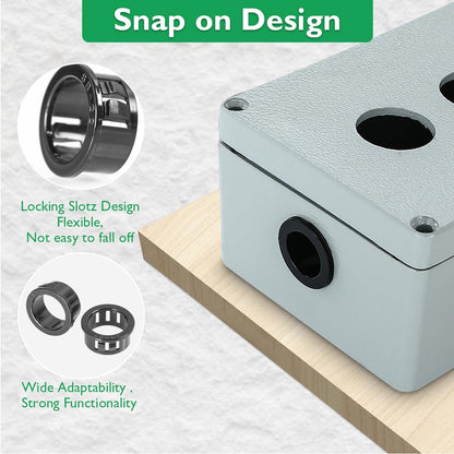 160 Pcs 6 Sizes Cable Snap-in Knockout Insulating Bushing Grommets Assortment Kit, 5/16, 3/8, 1/2, 5/8, 3/4, 1 Black Nylon Plastic Hole Grommets for Wiring, Wire Cord Hose Tubing Protector