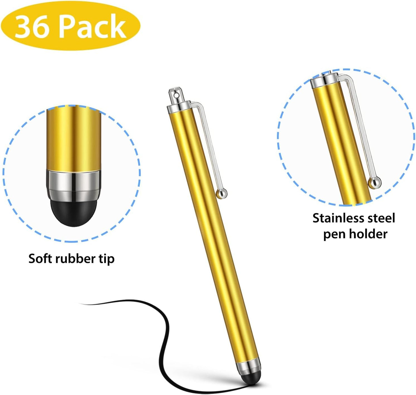 Outus 36 Pcs Stylus Pen for Universal Capacitive Touch Screens Devices, Stylus Pen Compatible with Tablet for Classroom Travel Olders Friendly(Multicolor)