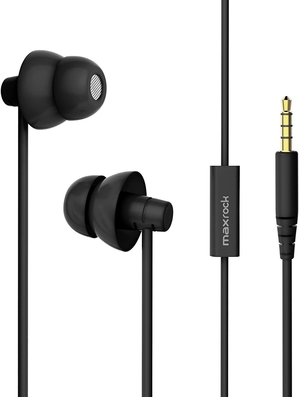 MAXROCK (TM Unique Total Soft Silicon Sleeping Headphones Earplugs Earbuds with Mic for Cellphones,Tablets and 3.5 mm Jack Plug (Black)