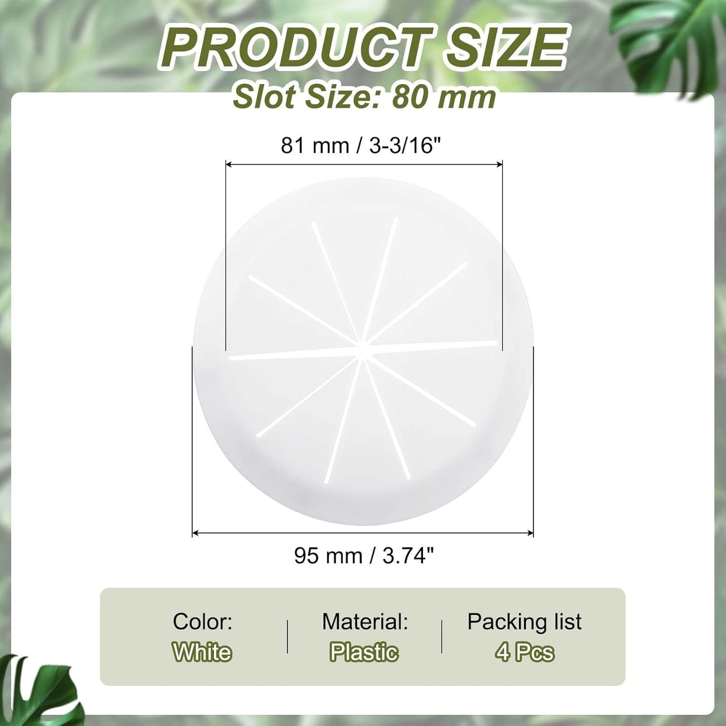 PATIKIL Desk Grommet 3-3/16", 4 Pcs Round Cable Grommet Cord Hole Cover with Adhesive Tape Flexible Table Wire Organizer for Office Home Table Countertop, White