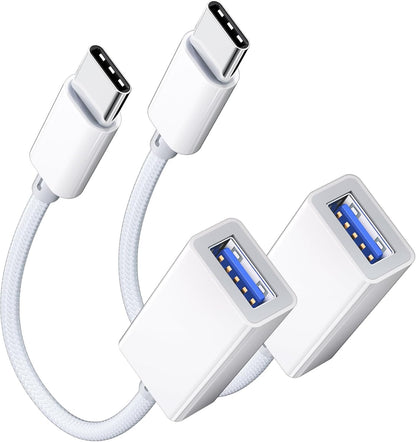 USB C to USB 3.0 Adapter [2 Pack], USB C Male to USB Female OTG Cable Thunderbolt3 to USB Adapter Compatible with MacBook Pro/Air, iPhone 16 Pro Max/16 Plus/16/15, Galaxy S24/S23/S22/S21