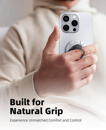 TODI for MagSafe Phone Grip Stand, 3-in-1 Magnetic Finger Ring Holder with Double-Sided Magnet, Fidget Toy Design, Magnetic Phone Stand for iPhone 16/15/14/13/12 Series (White)