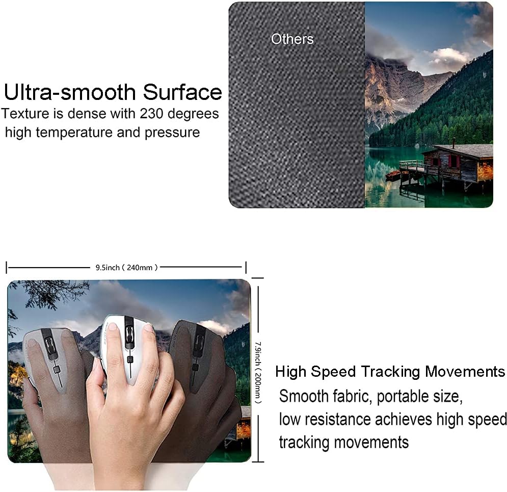 Hokafenle Mouse Pad, Natural Mountains Landscape Mouse Pad, Computer Mouse Mat Square Waterproof Mousepad Non-Slip Rubber Base MousePads for Office Home Laptop