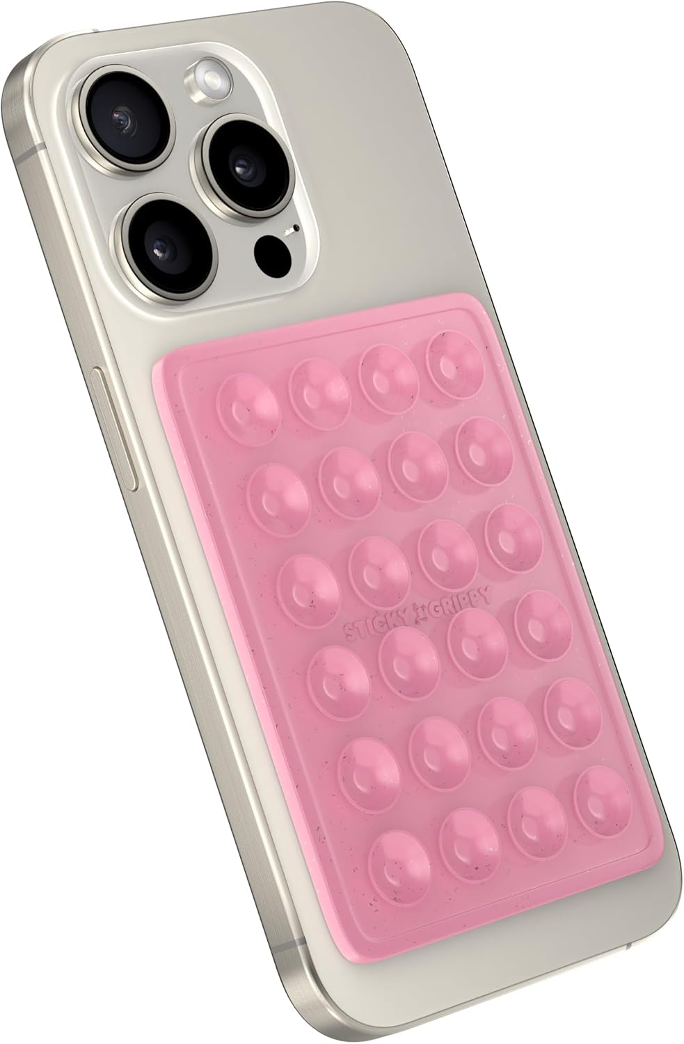 Suction Phone Case Mount, Sillicon Adhesive Phone Accessory for iPhone and Android, Hands-Free Fidget Toy Mirror Shower Phone Holder, Tiktok Videos and Selfies (Pink Glitter)