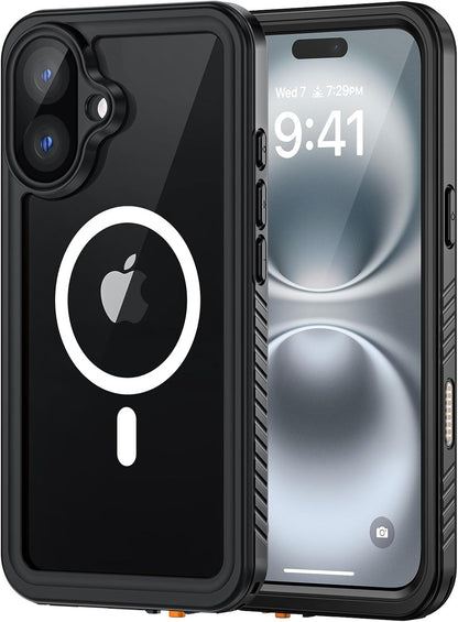Lanhiem for iPhone 16 Plus Case Magnetic, Waterproof Dustproof Cover [Built in Screen Protector] [Compatible with MagSafe], Full Body Heavy Duty Protective Phone Case for iPhone 16 Plus - 6.7” (Black)