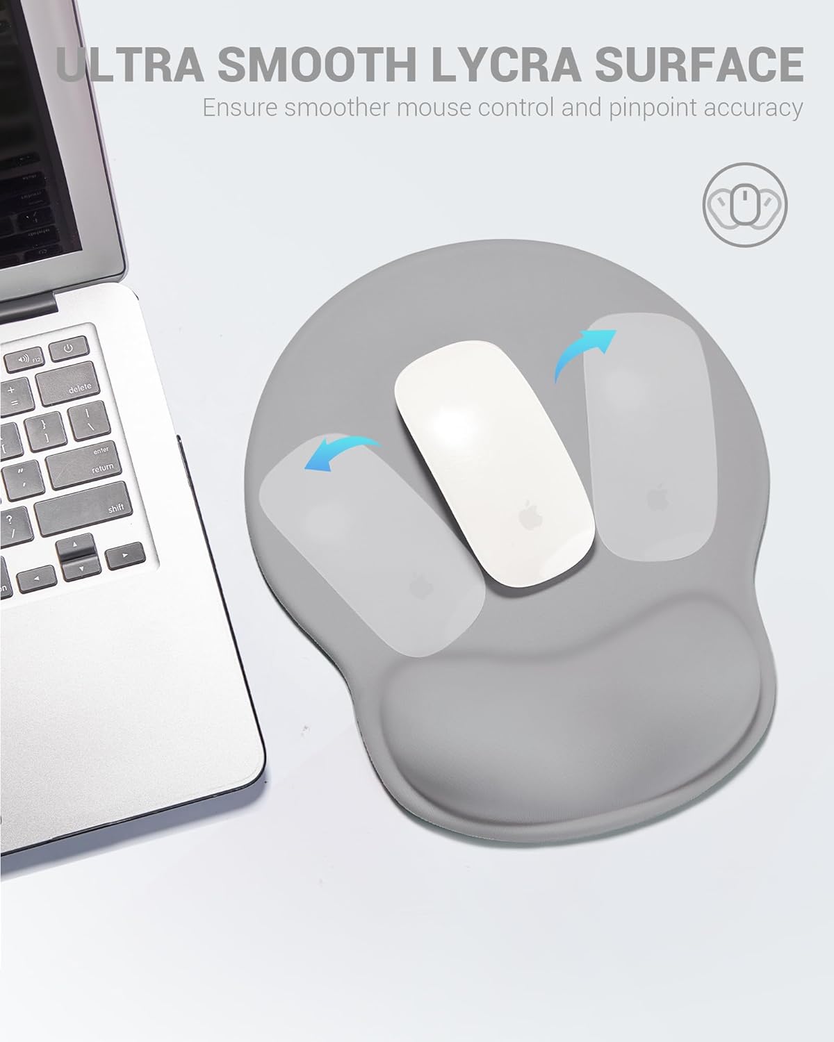 Ergonomic Mouse Pad Wrist Support, Comfortable Mouse Pad Wrist Rest, Relieve Wrist Pain Gel Mouse pad, Non-Slip Rubber Base Mousepad for Laptop, Computer, Prefect for Office & Home(Gray