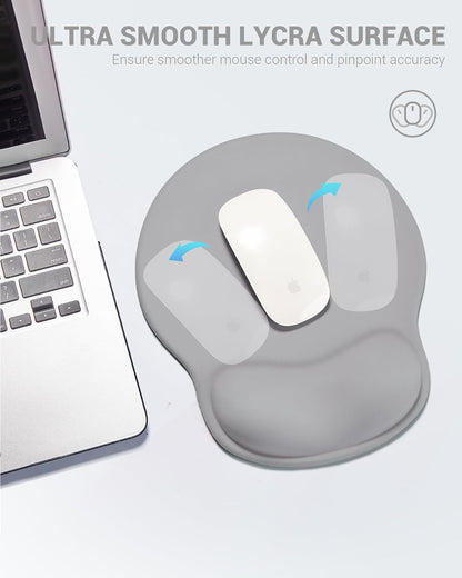 Ergonomic Mouse Pad Wrist Support, Comfortable Mouse Pad Wrist Rest, Relieve Wrist Pain Gel Mouse pad, Non-Slip Rubber Base Mousepad for Laptop, Computer, Prefect for Office & Home(Gray