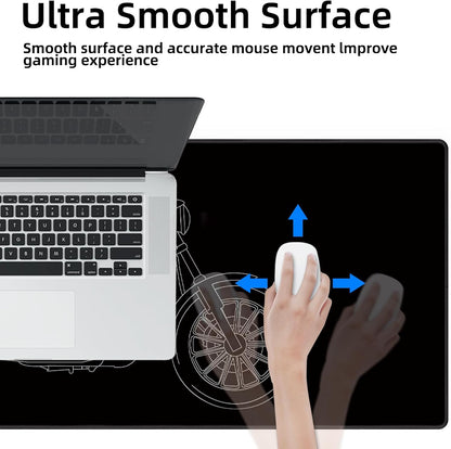 Galdas Gaming Mouse Pad XXL XL Large Long Extended Big Mousepad Non-Slip Rubber Keyboard Mouse Pad with Stitched Edges for Laptop Home Office (31.5x11.8x0.08 Inch) … (Motor)