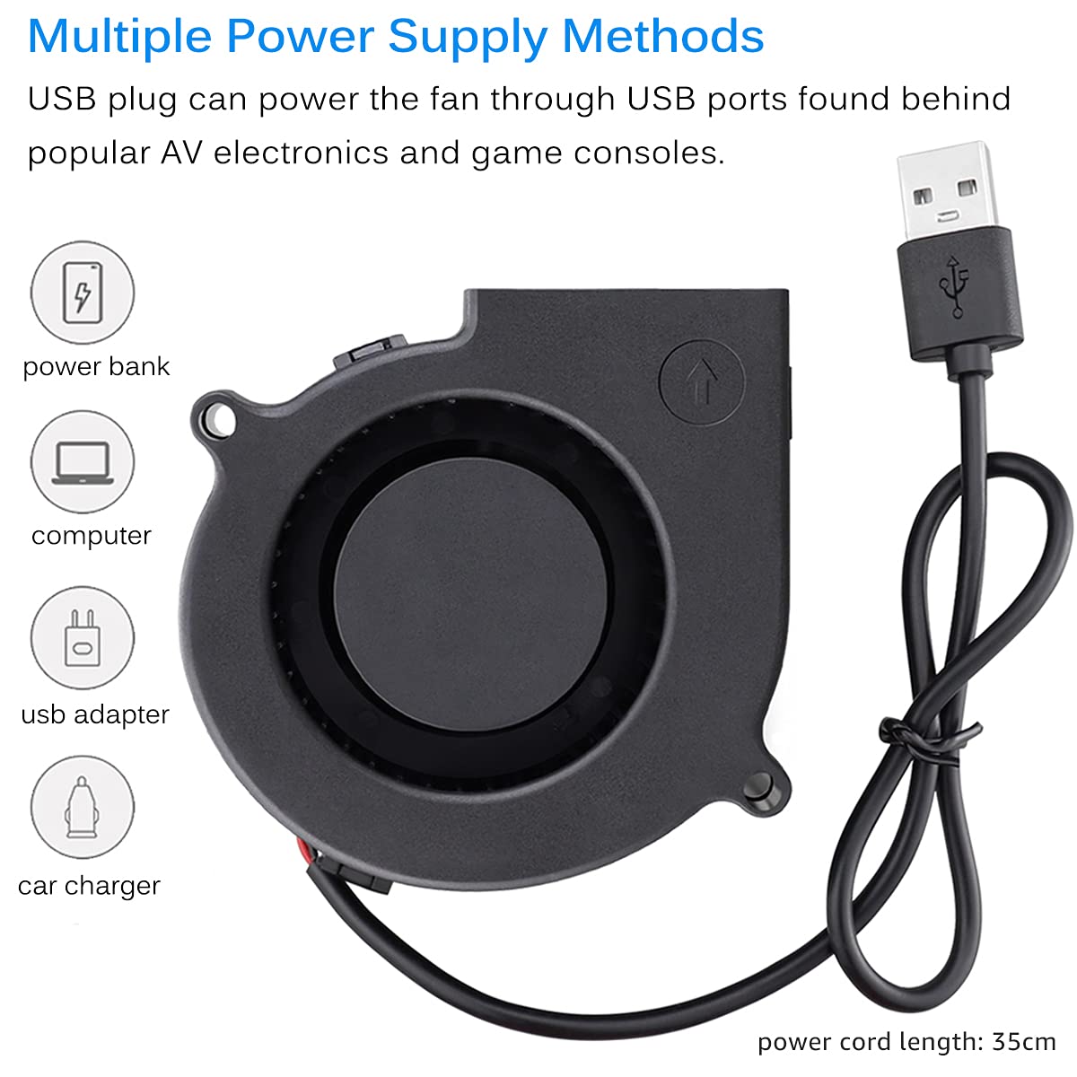 GDSTIME 7530 75mm x 75mm x 30mm 5V USB Blower Brushless Cooling Fan