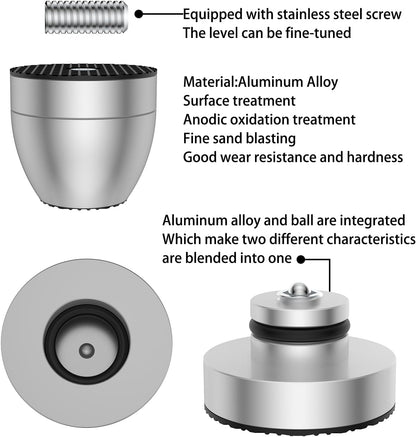 Audiocrast 4X HiFi Speaker Spike Pads Isolation Stand Feet, IF3033 Speaker Shock Absorber Resonance Cancelling Vibration Dampening Floor Protector 30x33MM with Stainless Steel Beads for Audio Gears