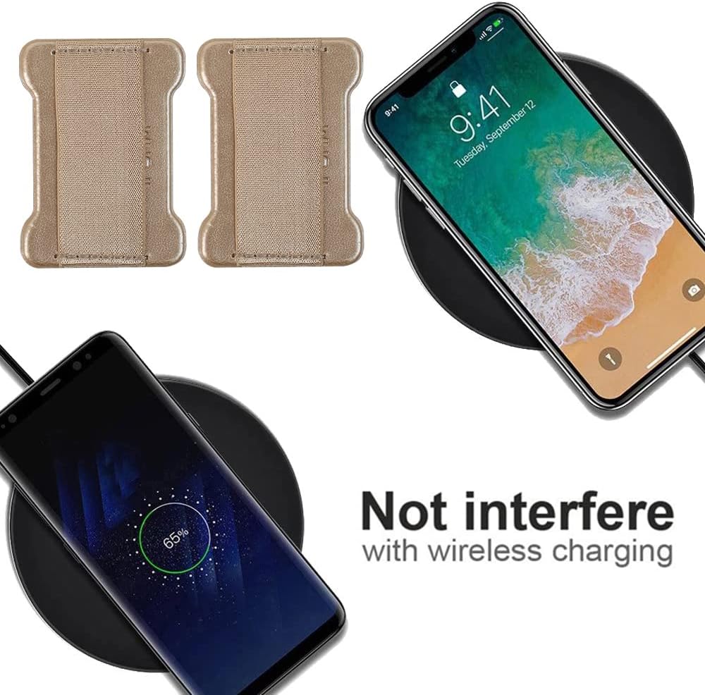 Universal Phone Grip for Smartphones - Phone Holder for Hand for Back of Phone -Wireless Charging Compatible (Gold) - 2Pack