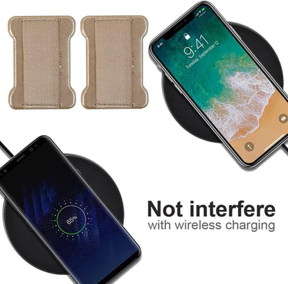 Universal Phone Grip for Smartphones - Phone Holder for Hand for Back of Phone -Wireless Charging Compatible (Gold) - 2Pack