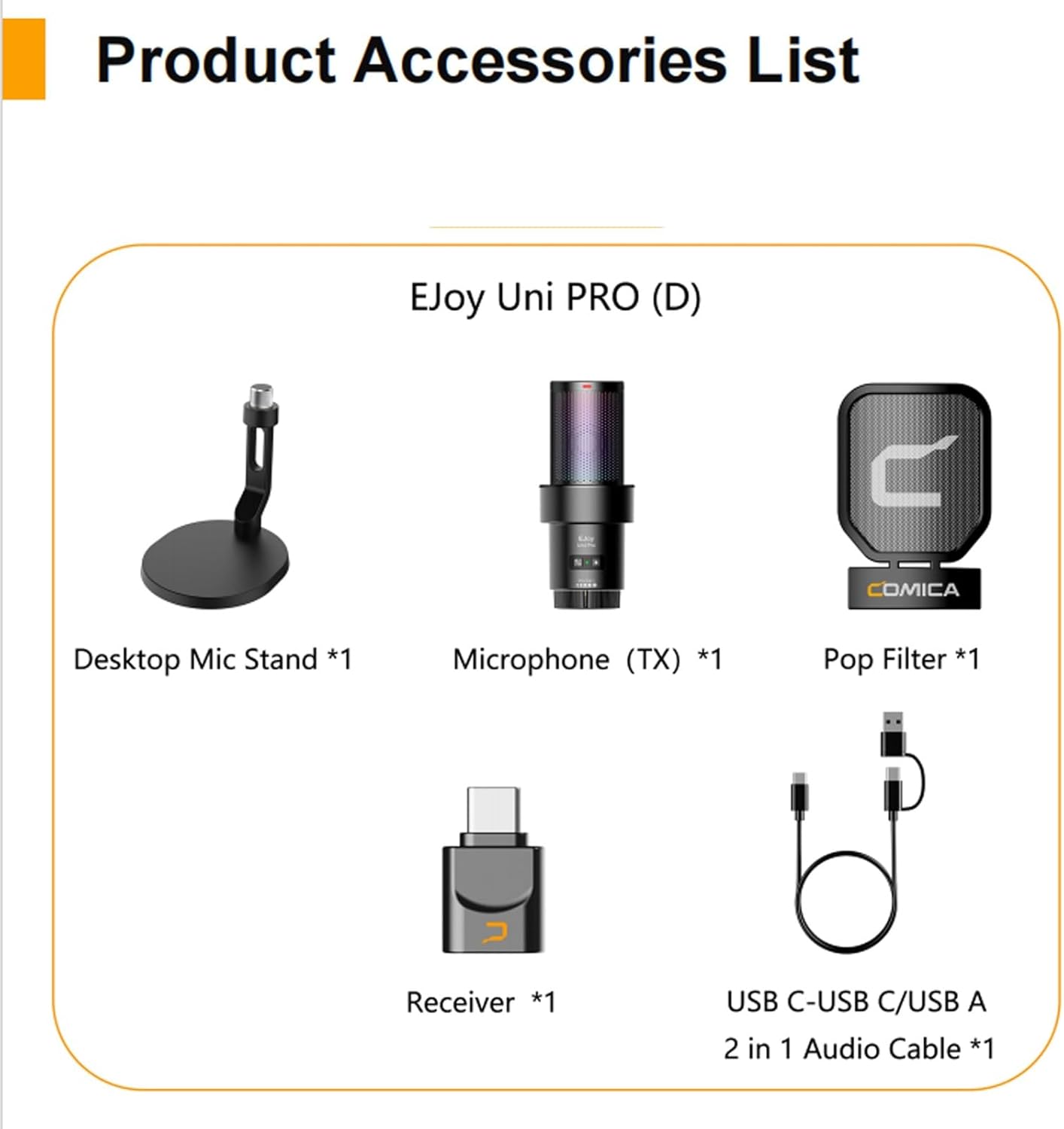 COMICA Uni Pro D Wireless USB Microphone for Computer and Smartphone,48kHz/24bit RGB Cardioid Condenser Gaming Mic for Podcasting,Streaming,Recording,Music Creation,with Desktop Stand-Black